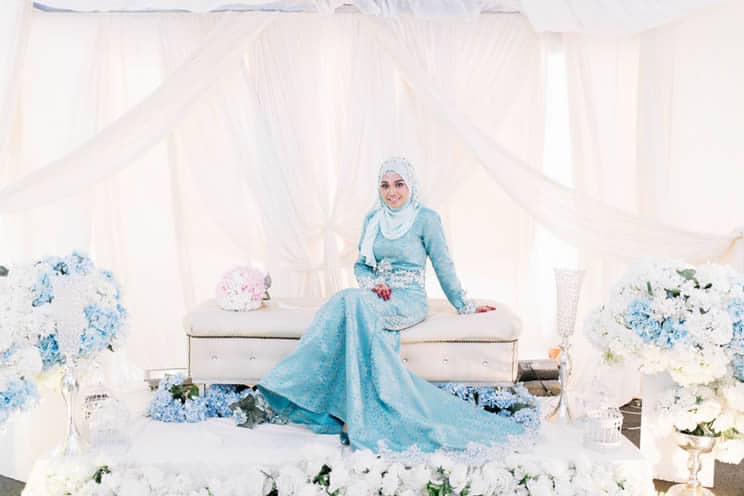 Muslim bride seated at her Walima