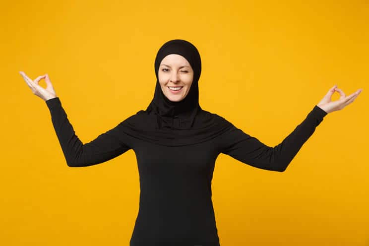 Muslim woman wearing black clothes